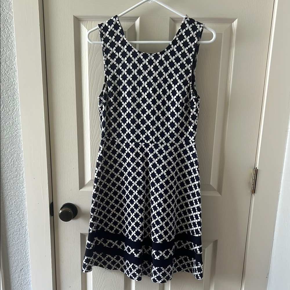 Pixley Navy and White Fit and Flare Mini Dress
